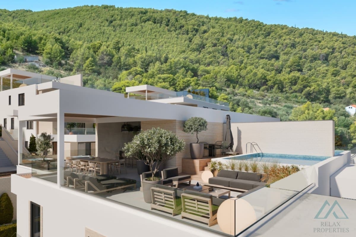 Luxusný penthouse s výhľadom na more a strešnou terasou – Čiovo, Dalmácia - foto 3