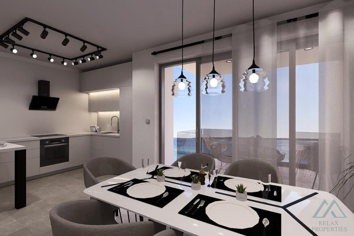 Moderný 2-izbový apartmán s výhľadom na more – novostavba, 1. línia, ostrov Pag, Chorvátsko - 1